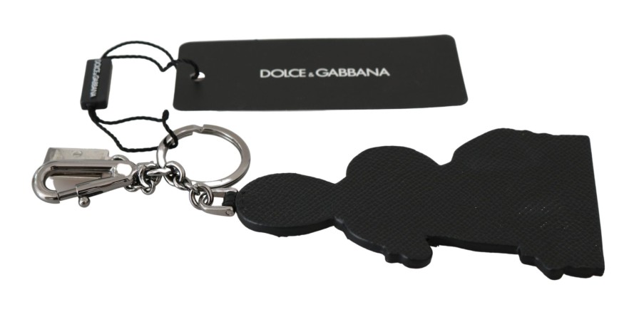 Women Dolce & Gabbana Women'S Keychains | Dolce & Gabbana Leather Dominico Stefano #Dgfamily Logo Badge Keychain