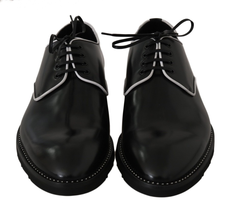 Men Dolce & Gabbana Men'S Formal | Dolce & Gabbana Black Leather Derby Dress Formal Men'S Shoes