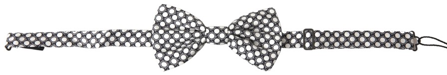 Men Dolce & Gabbana Men'S Ties & Bowties | Dolce & Gabbana Black White Circles Adjustable Neck Papillon Men Bow T