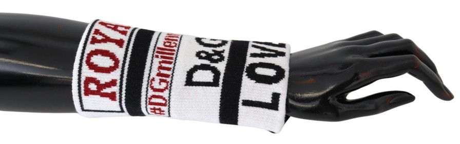 Men Dolce & Gabbana Men'S Gloves | Dolce & Gabbana Multicolor Wool Knit D&G Love Wristband Wrap