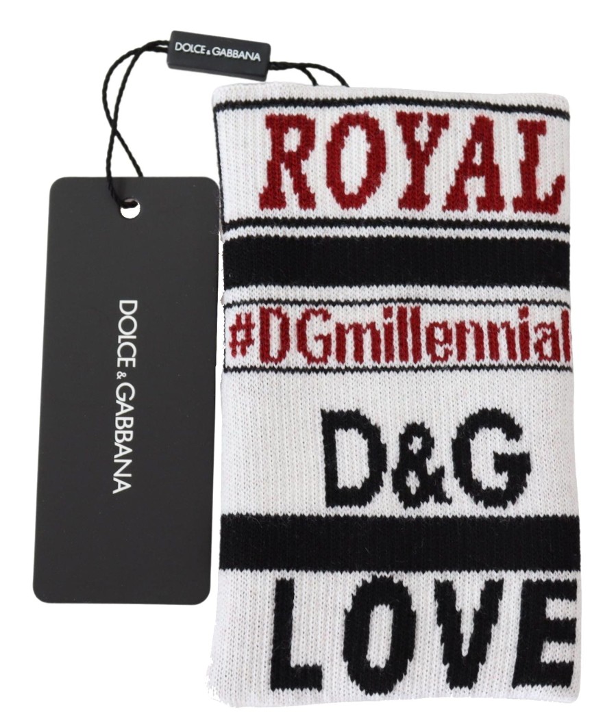 Men Dolce & Gabbana Men'S Gloves | Dolce & Gabbana Multicolor Wool Knit D&G Love Wristband Wrap