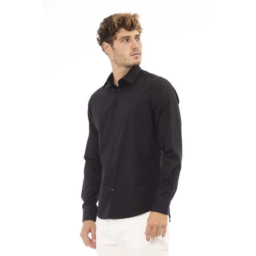 Men Baldinini Trend Men'S Shirts | Baldinini Trend Baldinini Trend Sleek Black Italian Shirt