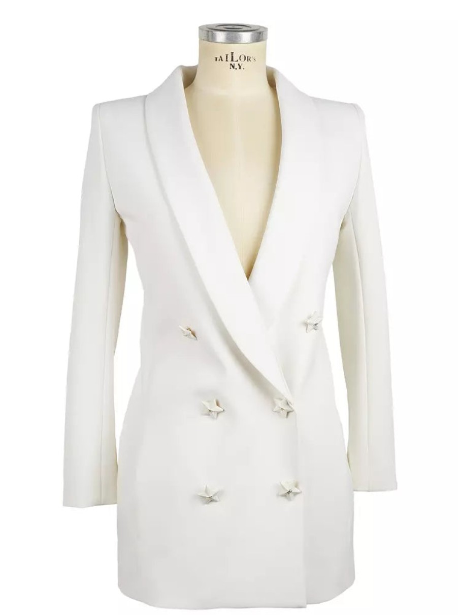 Women Elisabetta Franchi Women'S Suits & Blazers | Elisabetta Franchi Chic Star-Buttoned Double-Breasted Jacket