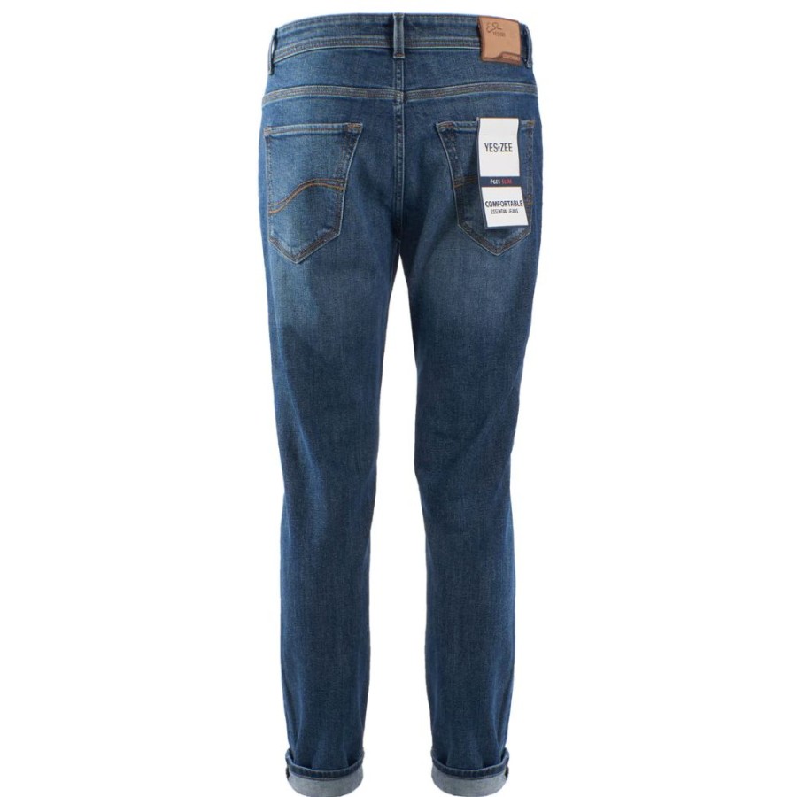 Men Yes Zee Men'S Jeans & Pants | Yes Zee Dark Wash Comfort Denim Jeans