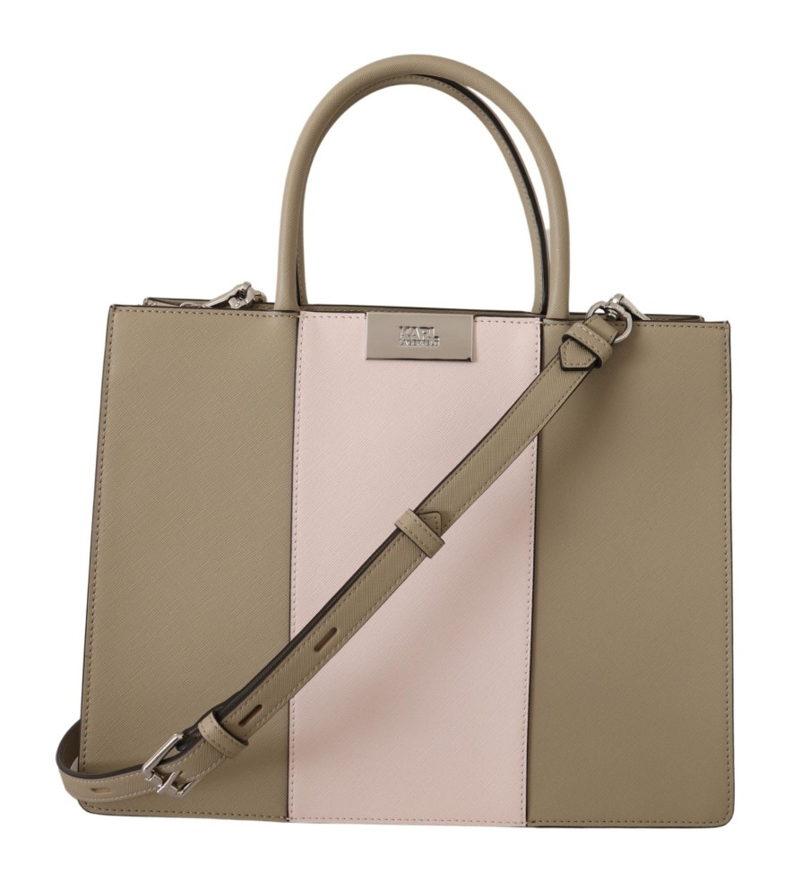 Women Karl Lagerfeld Women'S Tote Bags | Karl Lagerfeld Sage Green Polyurethane Tote Shoulder Bag