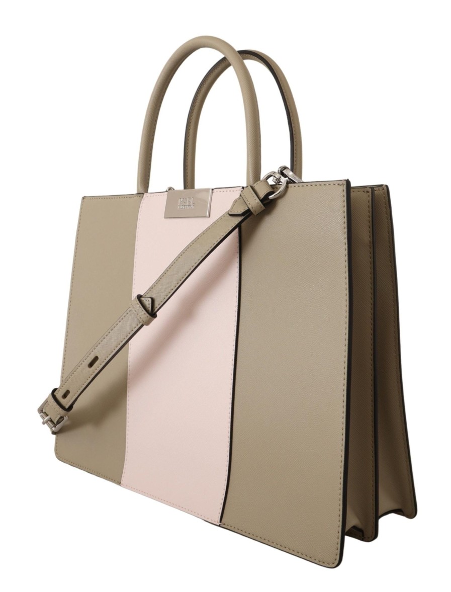 Women Karl Lagerfeld Women'S Tote Bags | Karl Lagerfeld Sage Green Polyurethane Tote Shoulder Bag