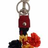 Women Dolce & Gabbana Women'S Keychains | Dolce & Gabbana Multicolor Raffia Leather Clasp Finder Chain Keyring