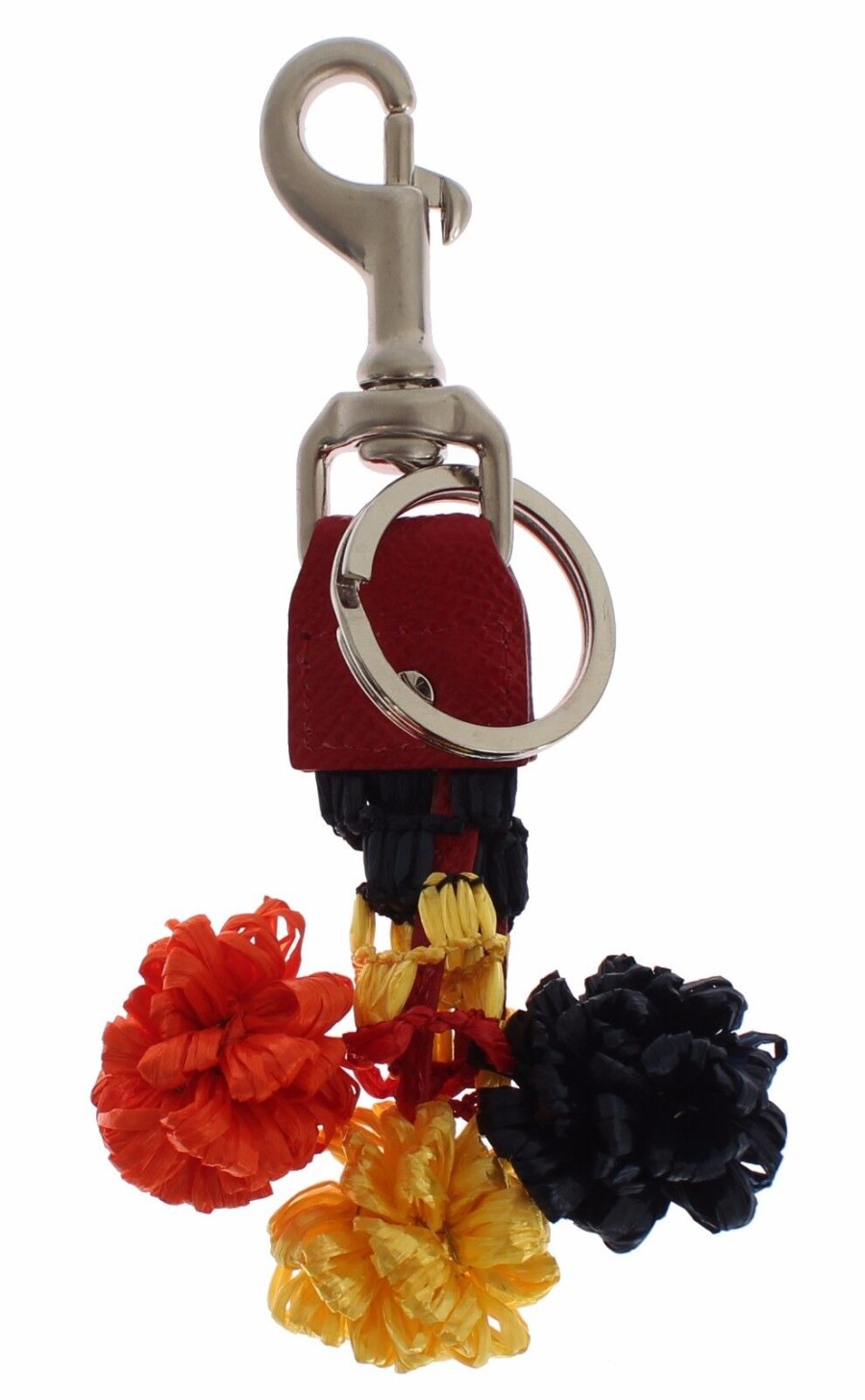 Women Dolce & Gabbana Women'S Keychains | Dolce & Gabbana Multicolor Raffia Leather Clasp Finder Chain Keyring