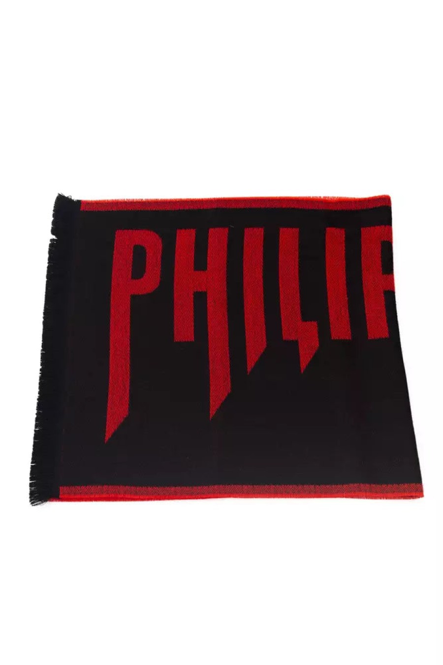 Men Philipp Plein Men'S Scarves | Philipp Plein Elegant Red Fringed Logo Scarf