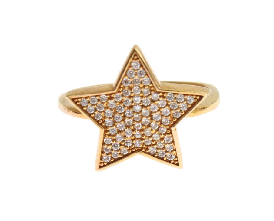 Women Nialaya Women'S Rings | Nialaya Star Gold 925 Silver Womens Clear Ring