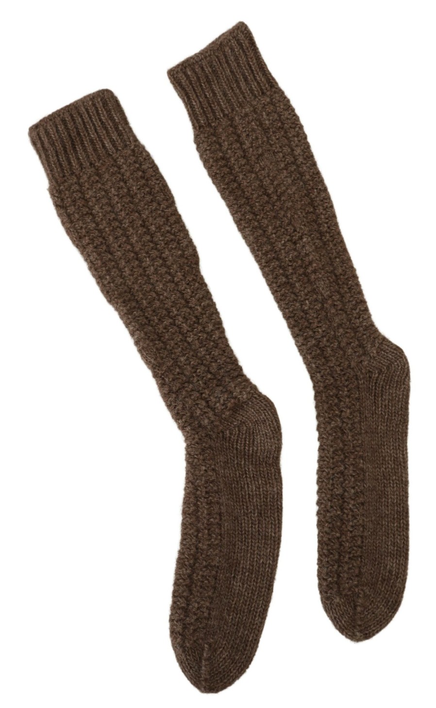 Women Dolce & Gabbana Women'S Tights And Socks | Dolce & Gabbana Brown Wool Knit Calf Long Women Socks