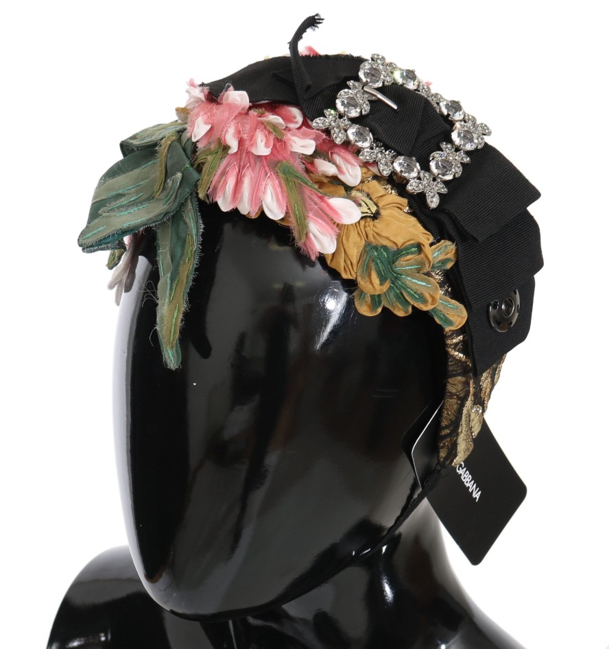 Women Dolce & Gabbana Women'S Headbands | Dolce & Gabbana Multicolor Tiara Floral Crystal Bow Diadem Headband