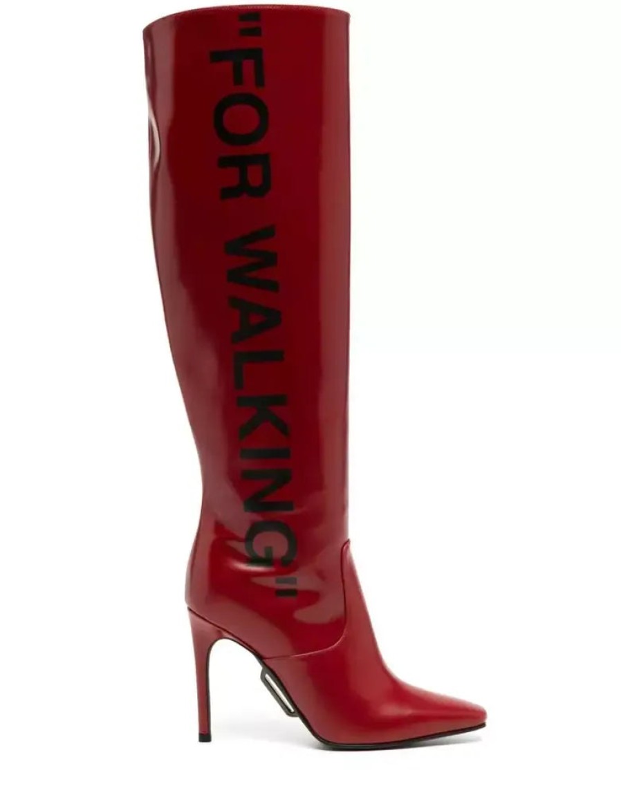 Women Off-White Women'S Boots | Off-White Crimson Chic Patent Leather Heeled Boots