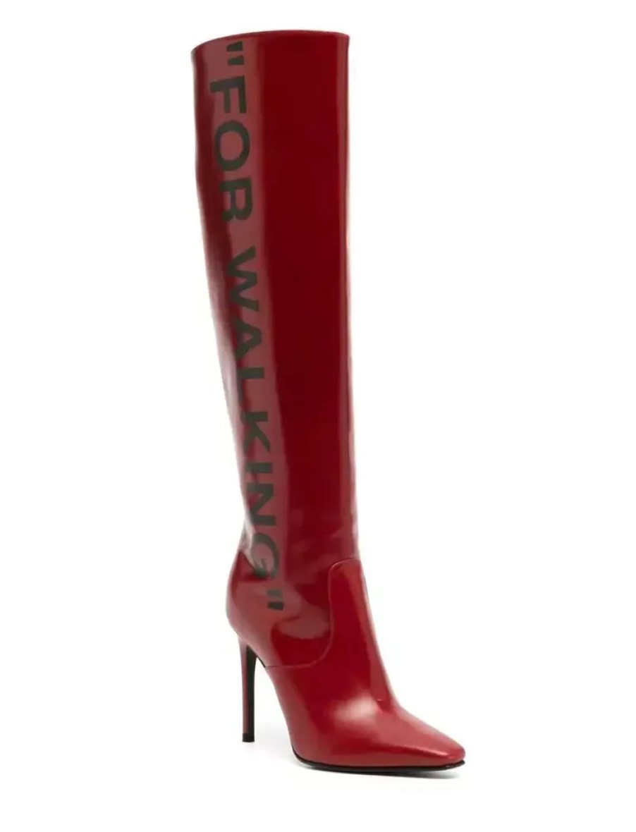 Women Off-White Women'S Boots | Off-White Crimson Chic Patent Leather Heeled Boots