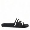 Men Dolce & Gabbana Men'S Slide Sandals | Dolce & Gabbana Black Rubber Sandals Slippers Beachwear Men Shoes