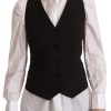 Women Dolce & Gabbana Women'S Vest | Dolce & Gabbana Black Button Down Sleeveless Vest Polyester Top