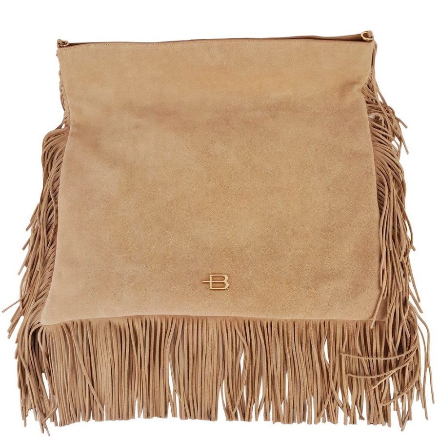 Women Baldinini Trend Women'S Crossbody Bags | Baldinini Trend Chic Suede Fringe Square Shoulder Bag