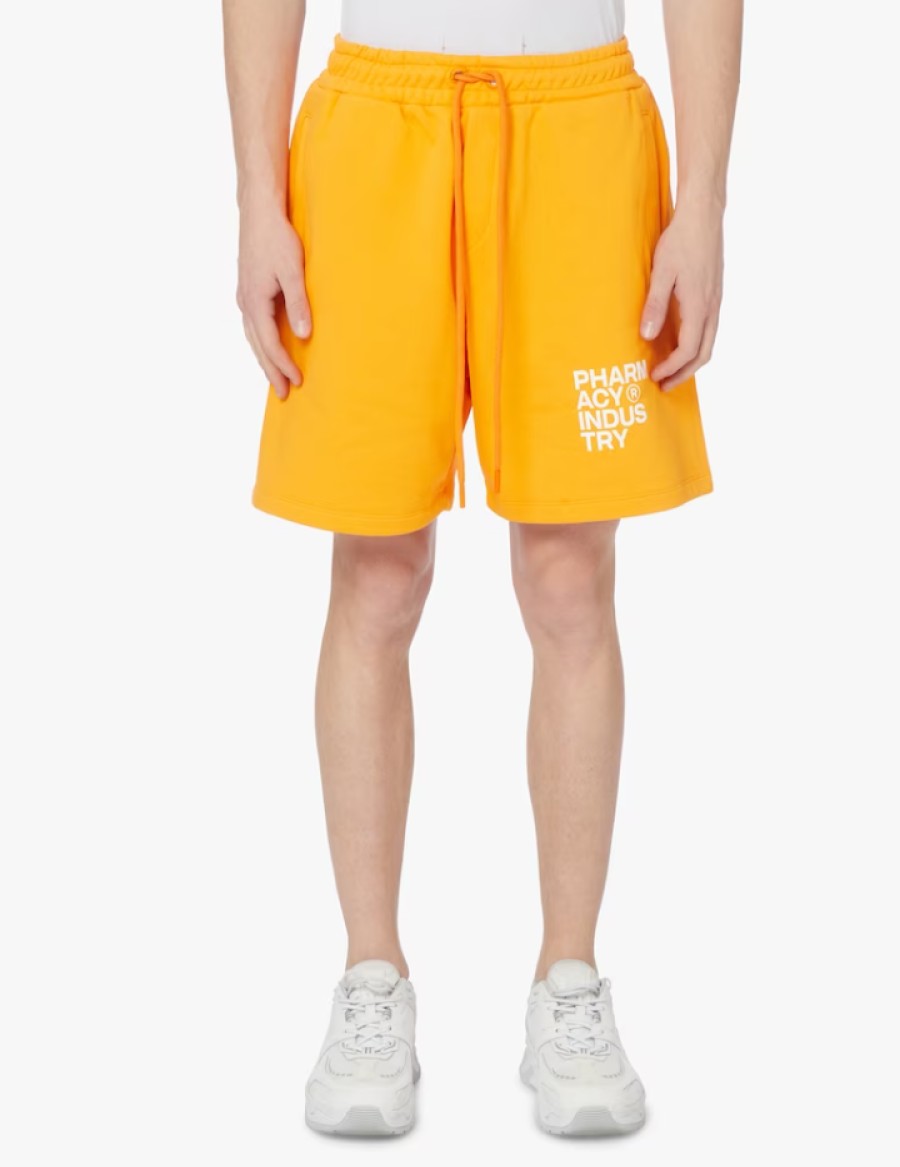 Men Pharmacy Industry Men'S Shorts | Pharmacy Industry Chic Orange Cotton Trousers With Logo Print