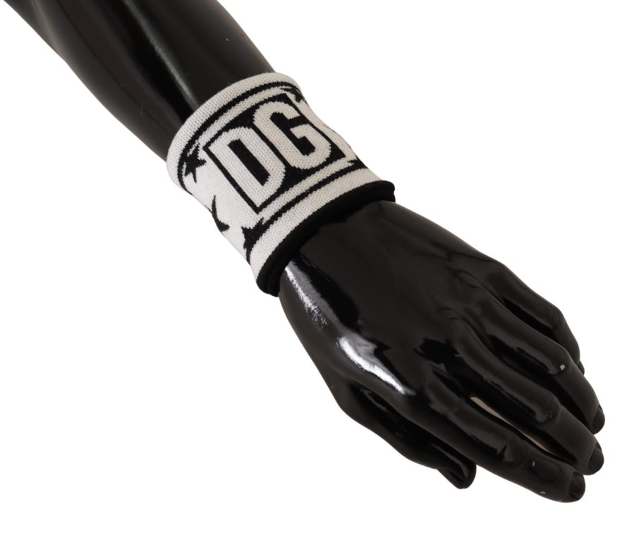 Men Dolce & Gabbana Men'S Other Accessories | Dolce & Gabbana White Black Wool Logo #Dgmillennials Wristband