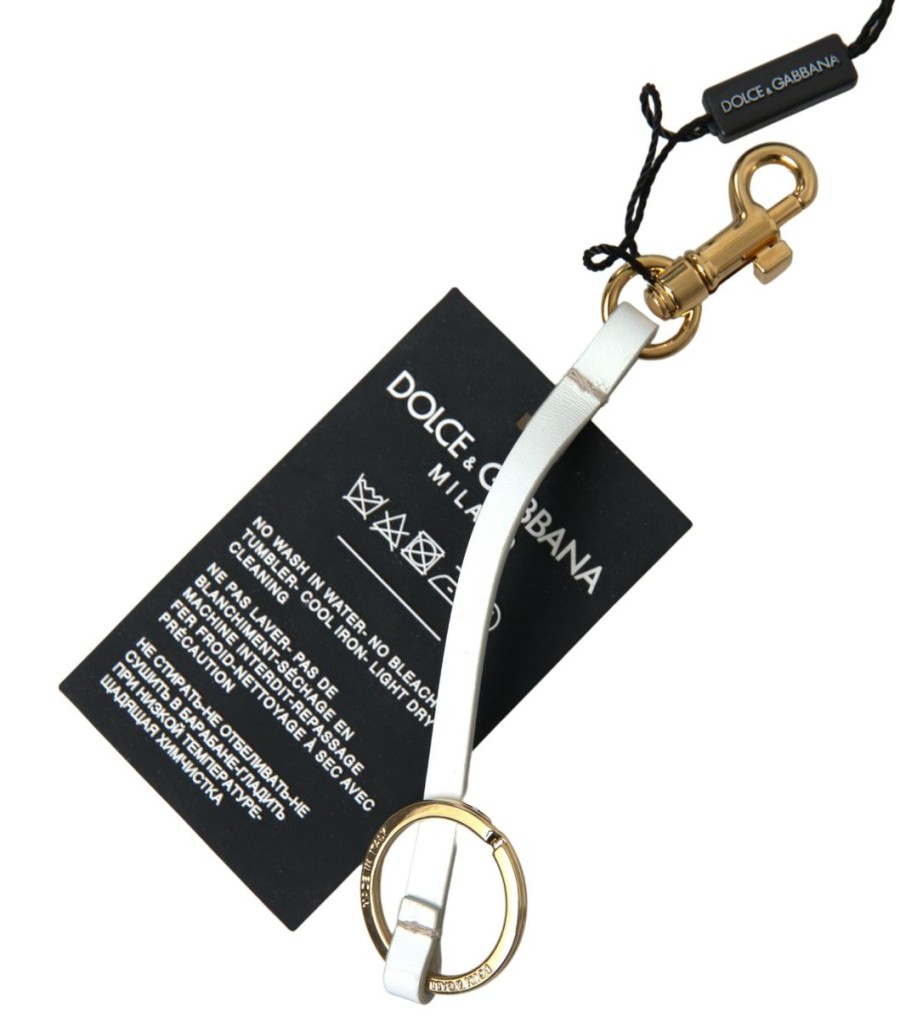 Women Dolce & Gabbana Women'S Keychains | Dolce & Gabbana Black Silicone Dg Logo Gold Brass Keychain