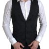 Men Dolce & Gabbana Men'S Vests | Dolce & Gabbana Black Polyester Waistcoat Formal Men Vest