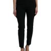 Women Dolce & Gabbana Women'S Pants & Jeans | Dolce & Gabbana Black Wool High Waist Tapered Pants