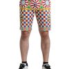 Men Dolce & Gabbana Men'S Shorts | Dolce & Gabbana Multicolor Carretto Print Men Bermuda Shorts