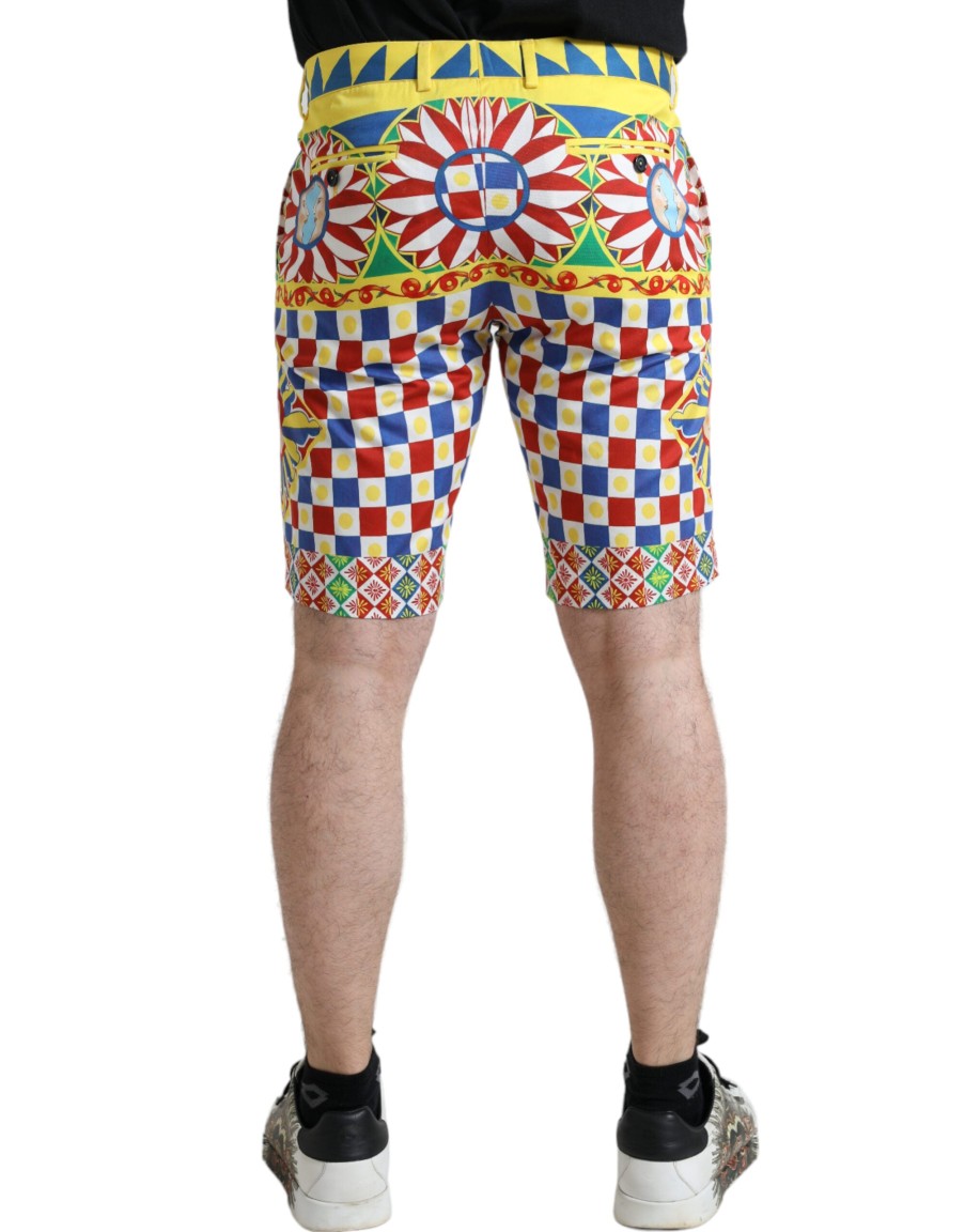 Men Dolce & Gabbana Men'S Shorts | Dolce & Gabbana Multicolor Carretto Print Men Bermuda Shorts