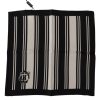 Men Dolce & Gabbana Men'S Handkerchief | Dolce & Gabbana Black Silk Striped Dg Logo Print Square Handkerchief S