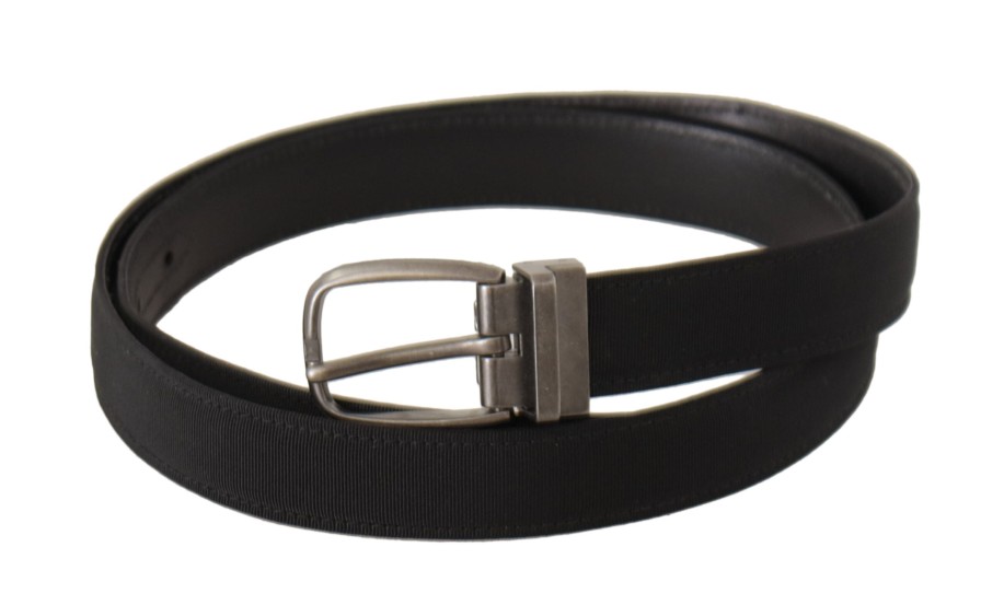 Men Dolce & Gabbana Men'S Belts | Dolce & Gabbana Black Suede Leather Silver Metal Buckle Belt