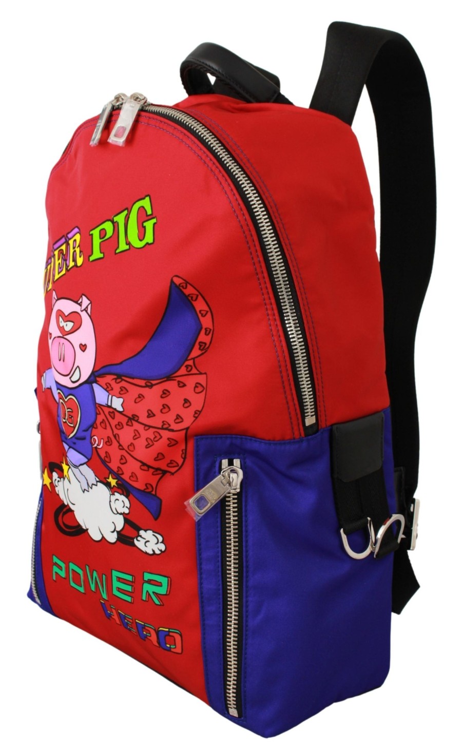 Men Dolce & Gabbana Men Backpacks | Dolce & Gabbana Nylon Multicolor Super Pig Print Men School Bag