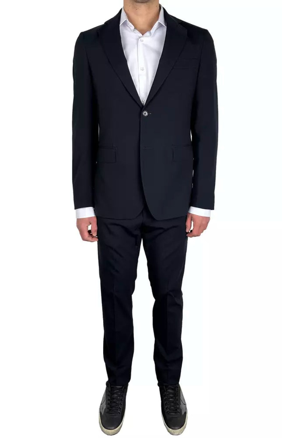 Men Aquascutum Men'S Suits | Aquascutum Elegant Navy Two-Piece Italian Suit