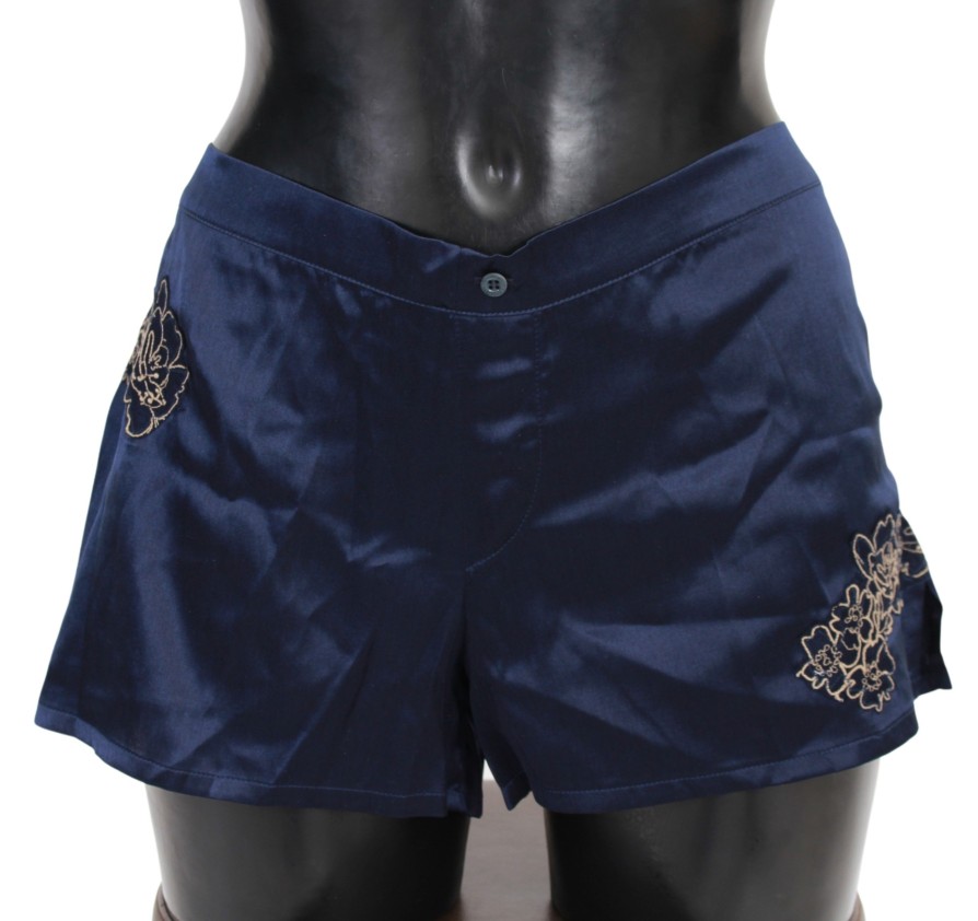 Women Ermanno Scervino Women'S Underwear | Ermanno Scervino Cotton Blue Lingerie Shorts Underwear