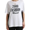 Women Dolce & Gabbana Women'S Tops & T-Shirts | Dolce & Gabbana White Slogan Print Lacing Detailed T-Shirt