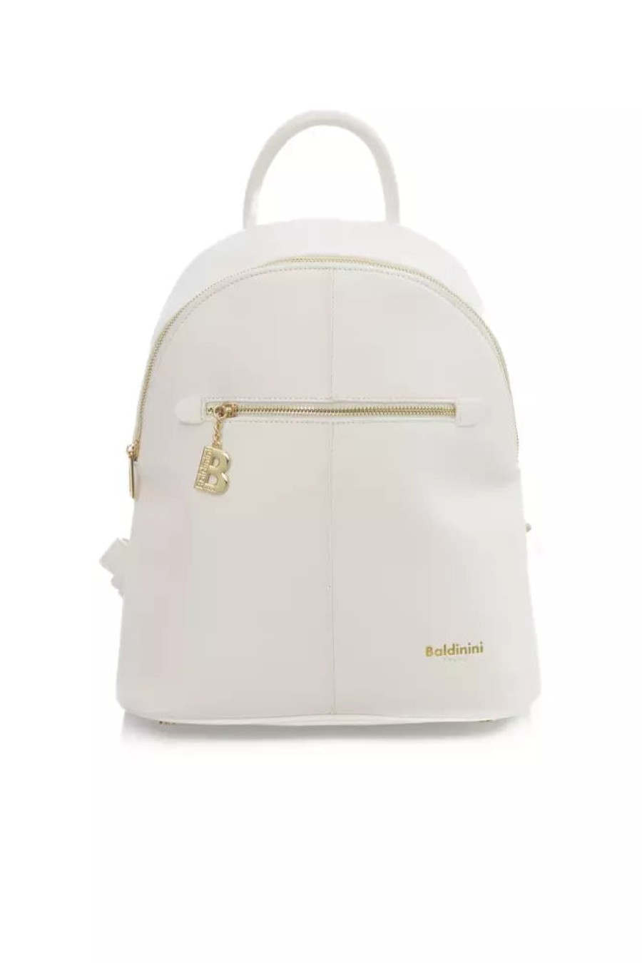 Women Baldinini Trend Women Backpacks | Baldinini Trend Elegant White Backpack With Golden Accents