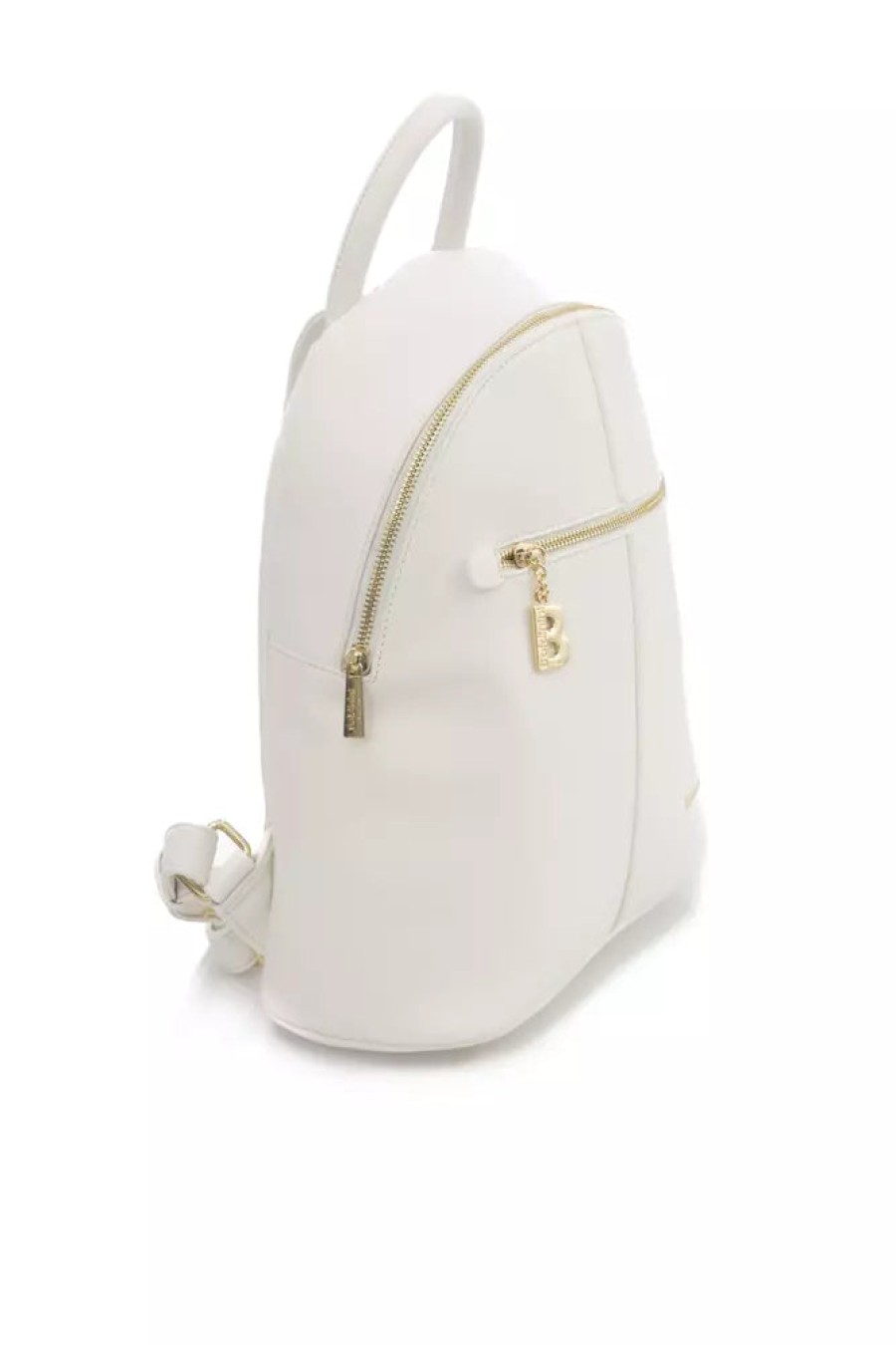 Women Baldinini Trend Women Backpacks | Baldinini Trend Elegant White Backpack With Golden Accents