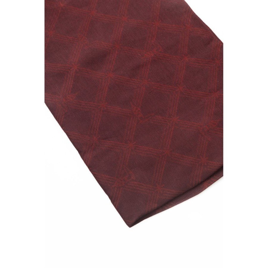 Men Trussardi Men'S Scarves | Trussardi Exclusive Burgundy Viscose-Silk Blend Scarf