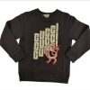 Men Gucci Men'S Sweatsuit | Gucci Boys Black Cotton Logo Print Dragon Patch Sweatshirt