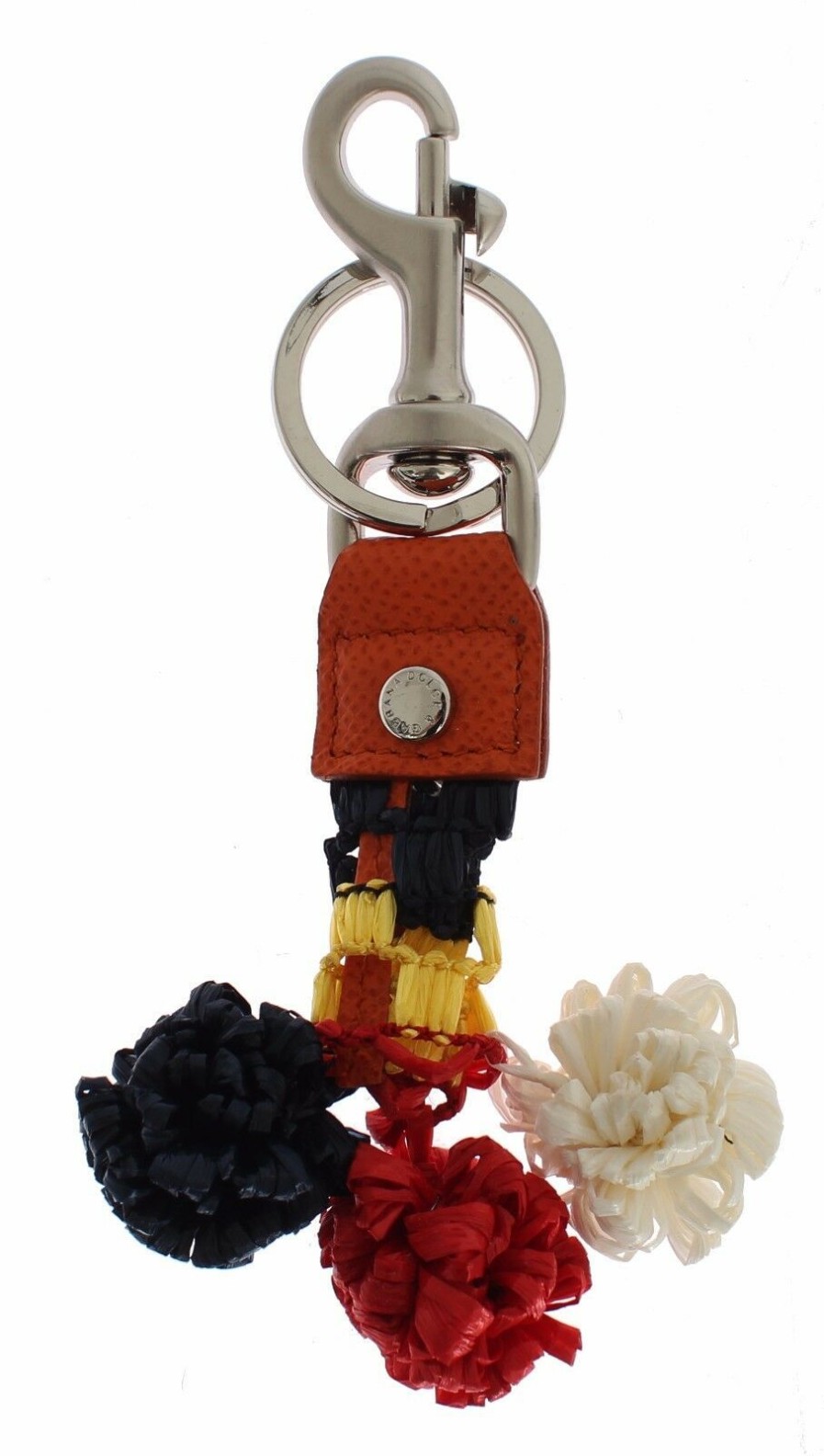 Women Dolce & Gabbana Women'S Keychains | Dolce & Gabbana Multicolor Raffia Leather Clasp Finder Chain Keyring