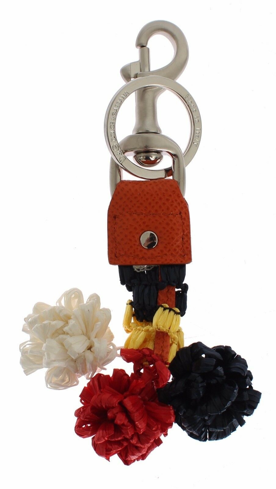 Women Dolce & Gabbana Women'S Keychains | Dolce & Gabbana Multicolor Raffia Leather Clasp Finder Chain Keyring