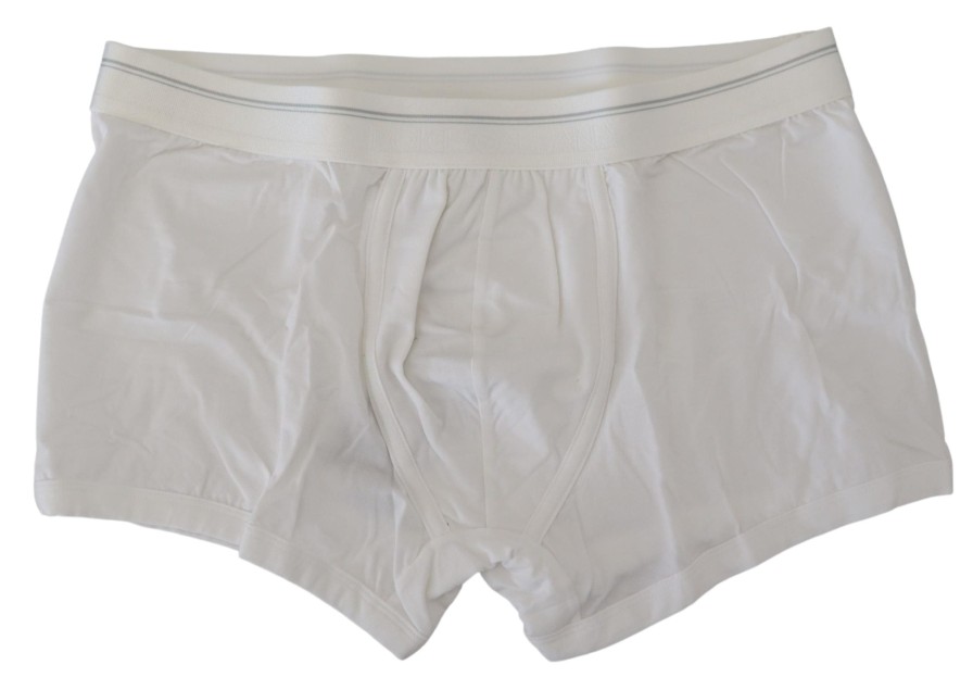 Men Dolce & Gabbana Men'S Underwear | Dolce & Gabbana White Cotton Blend Regular Boxer Underwear