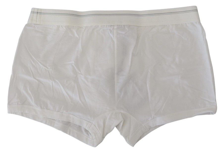 Men Dolce & Gabbana Men'S Underwear | Dolce & Gabbana White Cotton Blend Regular Boxer Underwear