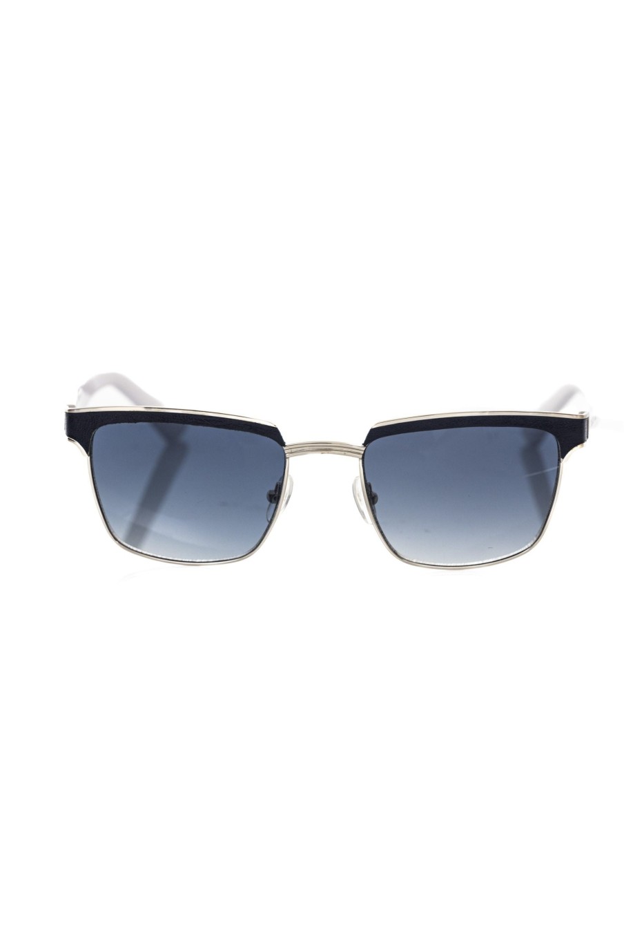 Men Frankie Morello | Frankie Morello Clubmaster Black Leather Framed Sunglasses