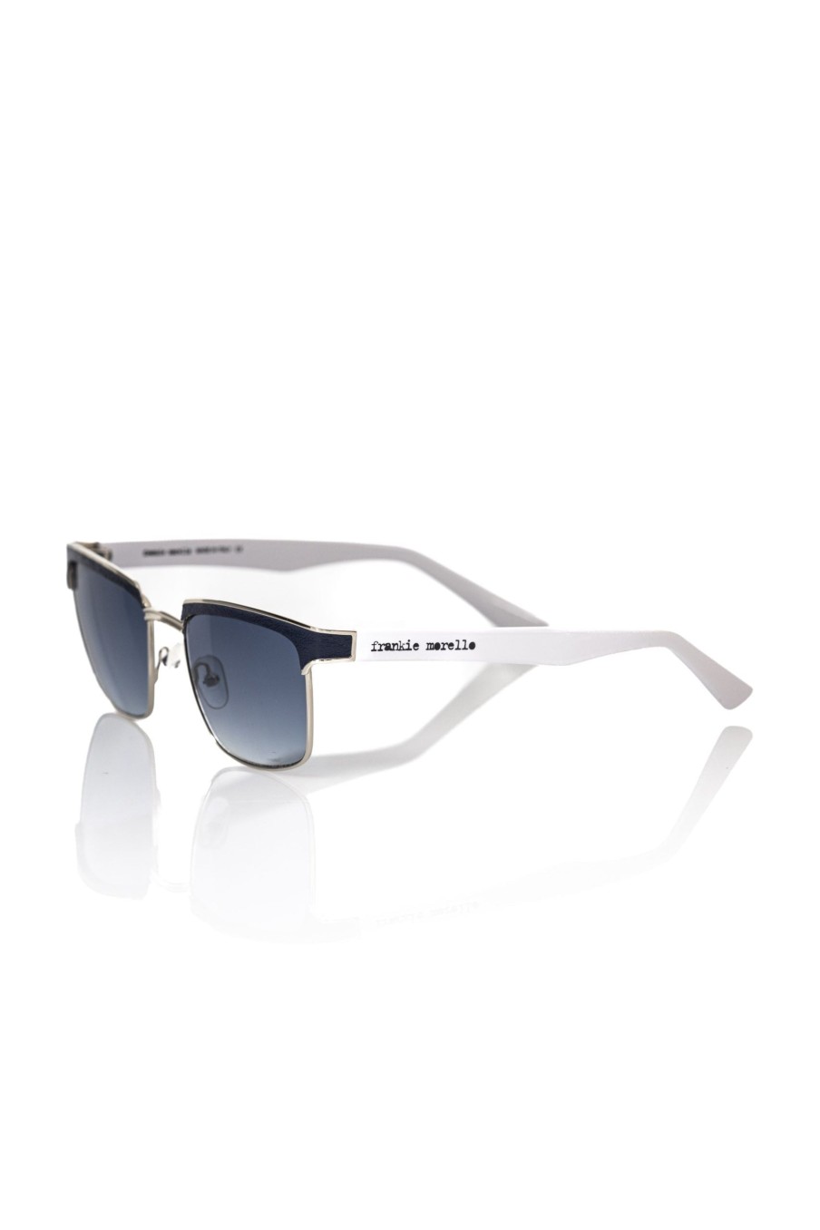 Men Frankie Morello | Frankie Morello Clubmaster Black Leather Framed Sunglasses