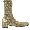 Women Dolce & Gabbana Women'S Boots | Dolce & Gabbana Gold Sequined Short Boots Stretch Shoes