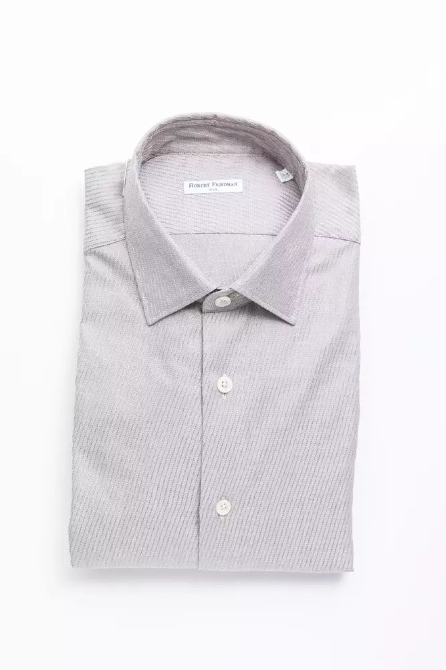 Men Robert Friedman Men'S Shirts | Robert Friedman Beige Medium Slim Collar Cotton Shirt