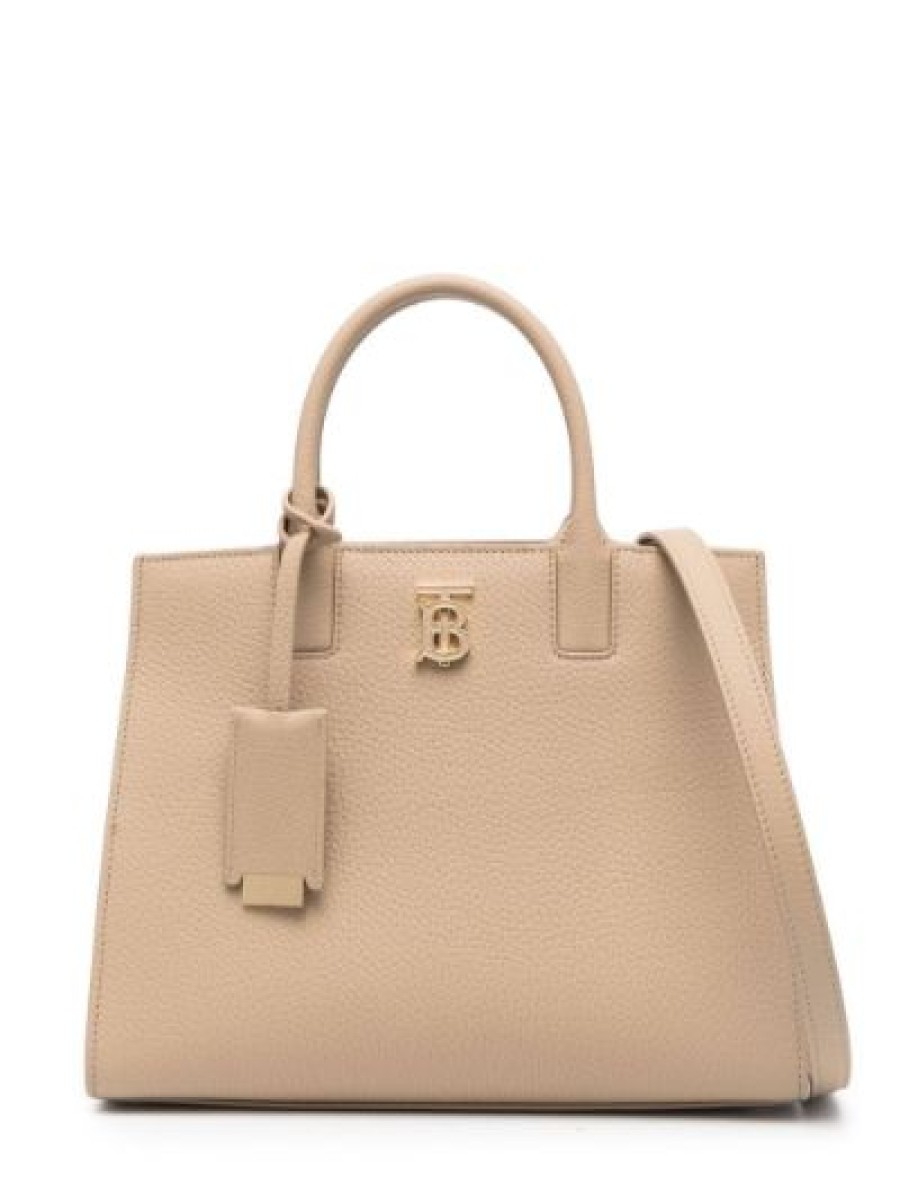 Women Burberry Women'S Handbags | Burberry Oat Beige Calf Leather Frances Handbag