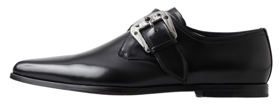 Men Dolce & Gabbana Men'S Formal | Dolce & Gabbana Black Leather Monk Strap Dress Formal Shoes