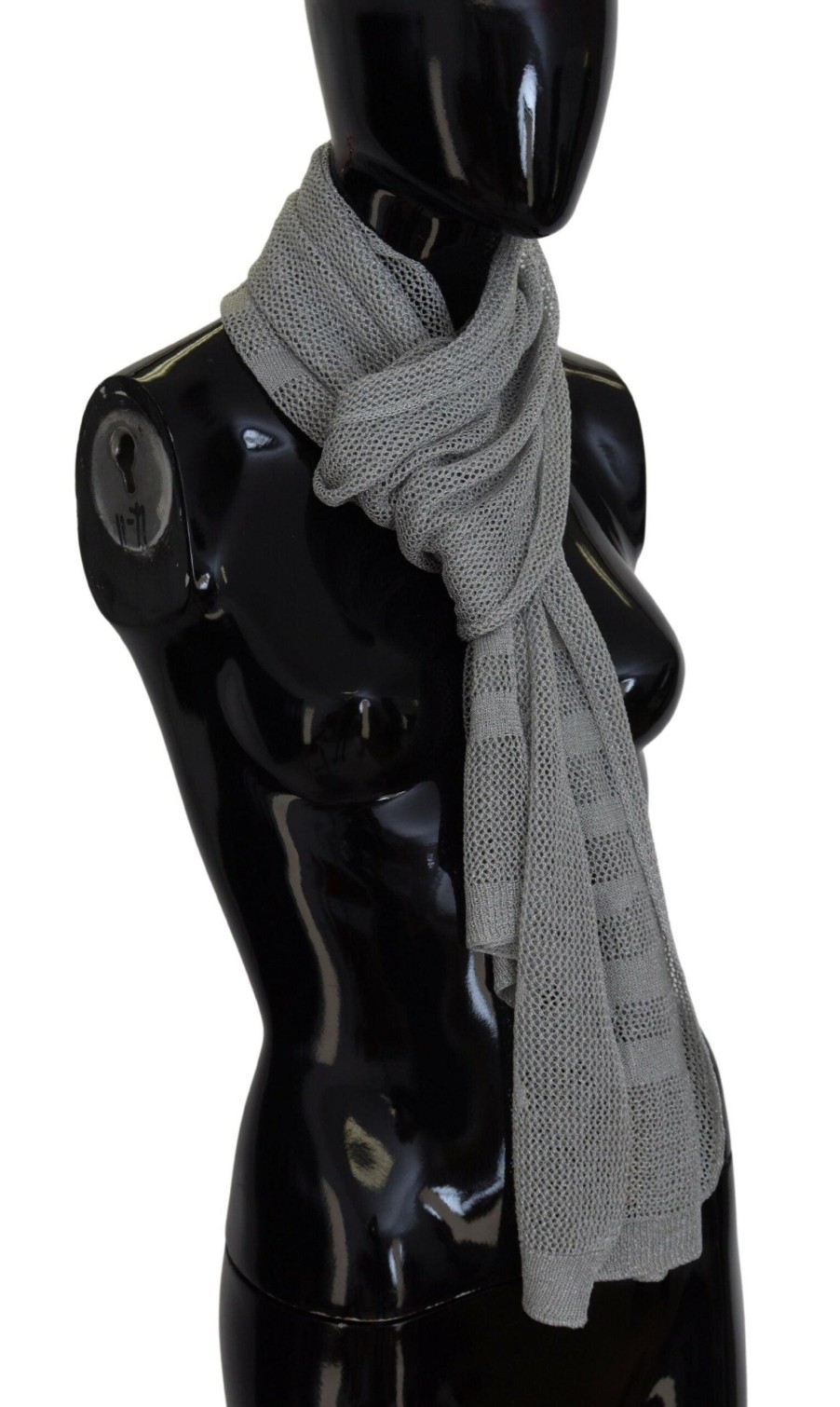 Women John Galliano Women'S Scarves | John Galliano Gray Logo Knitted Neck Wrap Shawl Foulard Scarf