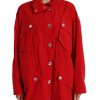 Women Dolce & Gabbana Women'S Jackets & Coats | Dolce & Gabbana Red Polyester Hooded Button Rain Coat Jacket